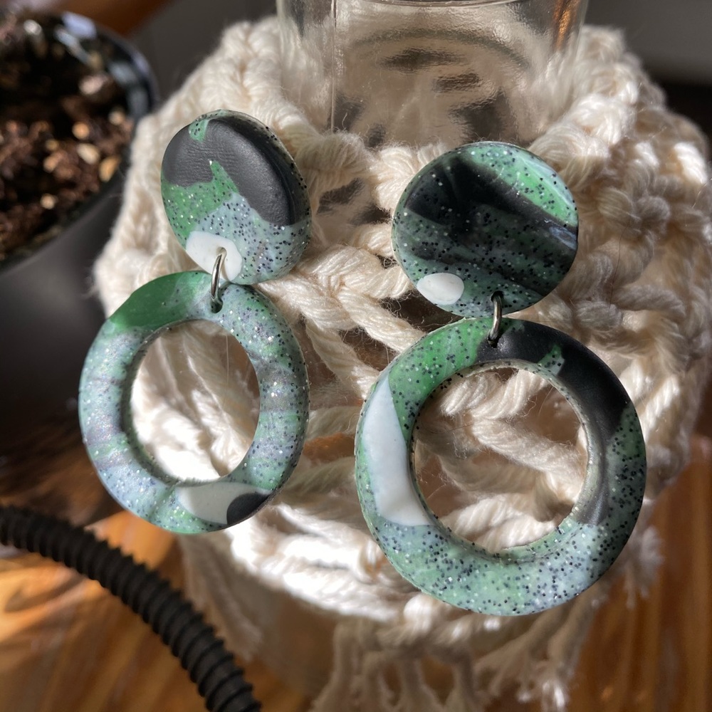 Circle clay earrings